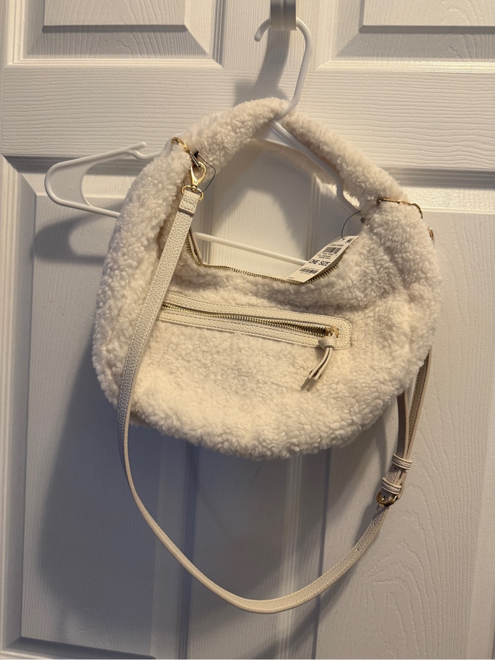 Cream Shearling Hobo Bag - Unbranded